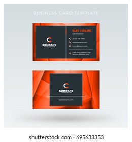 Creative and clean double-sided business card vector template with abstract background. Red and black color theme. Flat design vector mockup. Stationery design