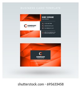 Creative and clean double-sided business card vector template with abstract background. Red and black color theme. Flat design vector mockup. Stationery design