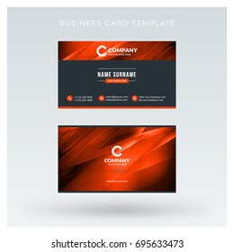 Creative and clean double-sided business card vector template with abstract background. Red and black color theme. Flat design vector mockup. Stationery design