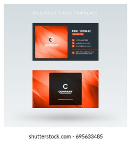 Creative and clean double-sided business card vector template with abstract background. Red and black color theme. Flat design vector mockup. Stationery design