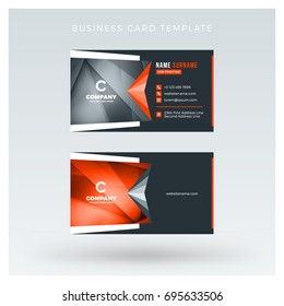 Creative and clean double-sided business card vector template with abstract background. Red and black color theme. Flat design vector mockup. Stationery design