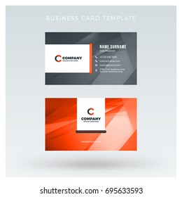 Creative and clean double-sided business card vector template with abstract background. Red and black color theme. Flat design vector mockup. Stationery design