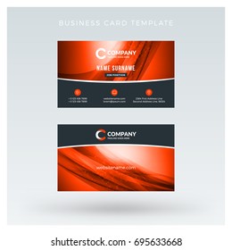 Creative and clean double-sided business card vector template with abstract background. Red and black color theme. Flat design vector mockup. Stationery design