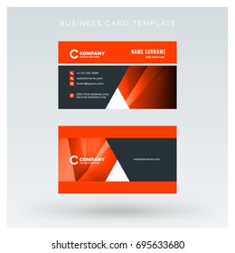 Creative and clean double-sided business card vector template with abstract background. Red and black color theme. Flat design vector mockup. Stationery design