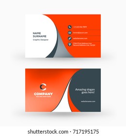 Creative and clean double-sided business card vector template. Flat design vector mockup. Stationery design
