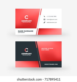 Creative and clean double-sided business card vector template. Flat design vector mockup. Stationery design