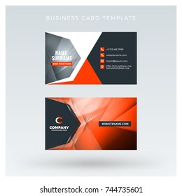 Creative and clean double-sided business card vector template with abstract background. Red and black color theme. Flat design vector mockup. Stationery design
