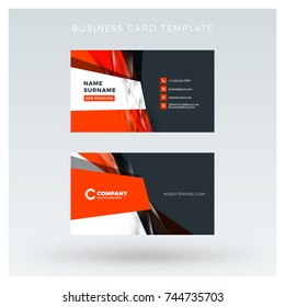 Creative and clean double-sided business card vector template with abstract background. Red and black color theme. Flat design vector mockup. Stationery design