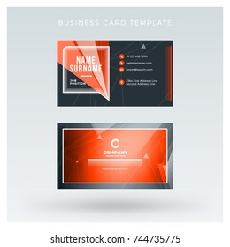 Creative and clean double-sided business card vector template with abstract background. Red and black color theme. Flat design vector mockup. Stationery design