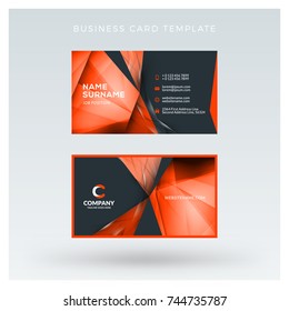 Creative and clean double-sided business card vector template with abstract background. Red and black color theme. Flat design vector mockup. Stationery design