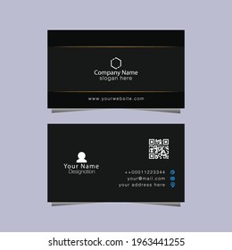 Plantilla de tarjeta de visita geométrica de doble cara creativa y limpia, colores en blanco y negro, Ilustración vectorial de diseño plano, tarjeta de visita minimalista mínima
