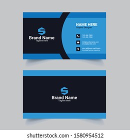 Creative and Clean Double-Sided Horizontal Modern and Flat Business Card Design Template-Vector