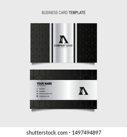 Creative and Clean Double-sided Luxury Business Card Template silver platinum Vector Illustration