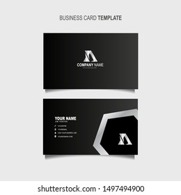 Creative and Clean Double-sided Luxury Business Card Template silver platinum Vector Illustration