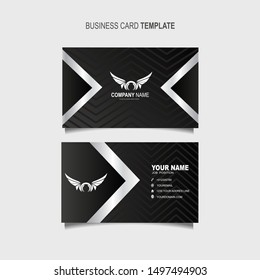 Creative and Clean Double-sided Luxury Business Card Template silver platinum Vector Illustration