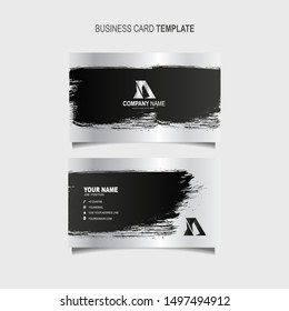 Creative and Clean Double-sided Luxury Business Card Template silver platinum Vector Illustration