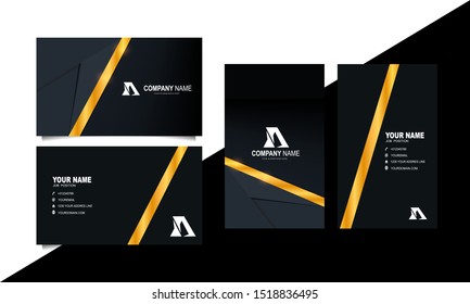 Creative and Clean Double-sided Luxury Business Card Template with gold colour Vector Illustration
