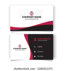 Creativo y limpio Doble cara de cara tarjeta de negocios blanco negro moderno Diseño de plantilla fondo vectorial
