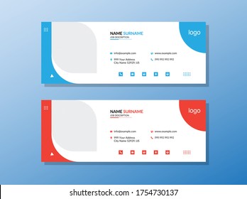 Creative & clean email signature vector template for your business or company with two color background