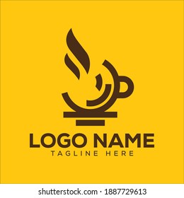 Creative and Clean Hot Coffee logo Design for Print, Digital, Banner, Icon, print T-Shirts, and Other Marketing Material Purpose  