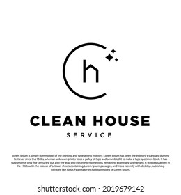 Creative clean house logo. Simple minimalist logo with letter C and letter H for house minimal vector outline style for cleaning service or other business