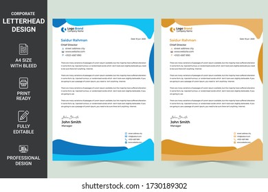 Creative and Clean letterhead Template design. Stationery Printe Design. 
corporate Elegant letterheads design in minimalist style. Flat Design A4 -Vector Illustration.