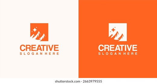 Logotipo criativo limpo Logotipo do pico da montanha com reflexão na água