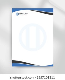 creative clean modern blue corporate business letterhead design template