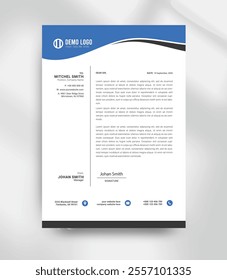 creative clean modern blue corporate business letterhead design template