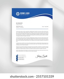 creative clean modern blue corporate business letterhead design template