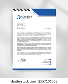 creative clean modern blue corporate business letterhead design template