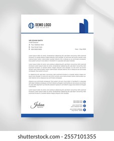 creative clean modern blue corporate business letterhead design template