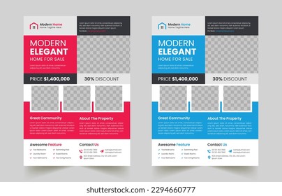 Creative and clean real estate flyer for real estate and property business. Modern Home Sale Flyer	