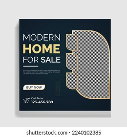 Plantilla de diseño de banderas de medios sociales inmobiliarias creativas y limpias