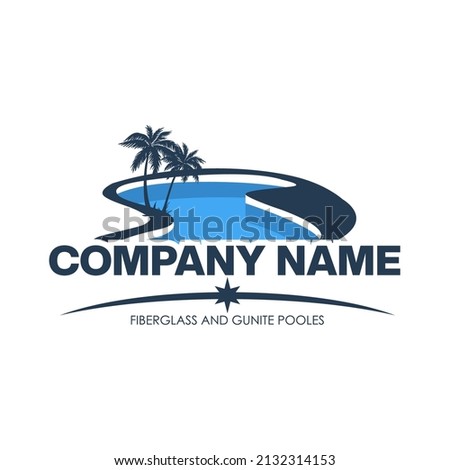 Creative clean and service water pool logo