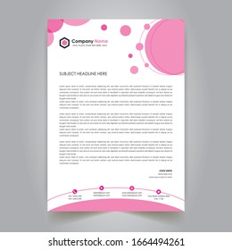 Plantilla de diseño de membrete rosa de vectores creativos y limpios