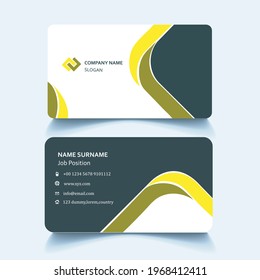 Creative and Clean Yellow Business Card Template. Flat Design Vector Illustration. Stationery Design