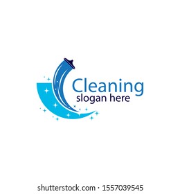 Creative Cleaning Concept Logo Design Template Vector illustration
