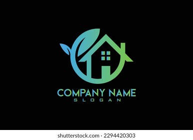 Creative Cleaning Concept Logo Design Template with house and leaf.