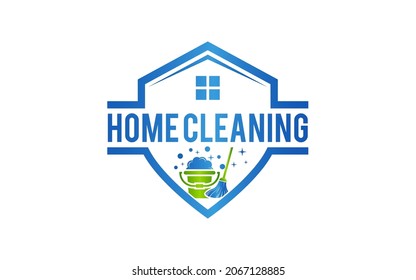 Creative Cleaning home services Concept Logo Design Template