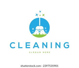 Plantilla de vectores de diseño de logotipos de casas de limpieza creativas.