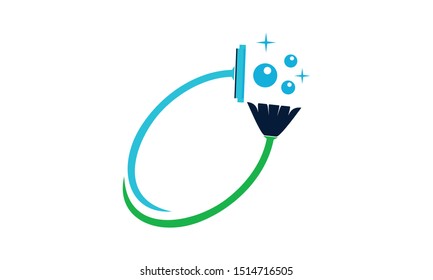Creative cleaning service and clean concept logo design template
