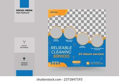 Diseño de plantillas de publicación de medios sociales de servicios de limpieza creativa 