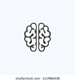 Creative clever brain in a graphic style with curls. Business idea, brainstorming. Vector illustration. Logotype, Logo