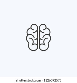 Creative clever brain in a graphic style with curls. Business idea, brainstorming. Vector illustration. Logotype, Logo