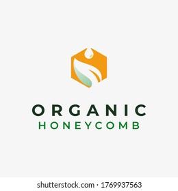 creativo e inteligente panal de miel orgánico con la hoja en el espacio negativo inspiración de diseño de logo
