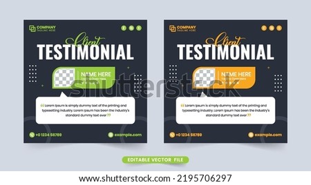 Creative client testimonial and review section design with dark backgrounds. Customer service review and feedback section design with red and orange colors. Client testimonial layout for websites.