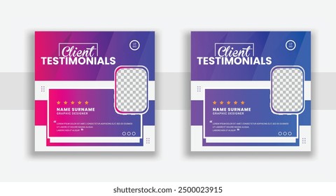 Creative client testimonial and review template design.