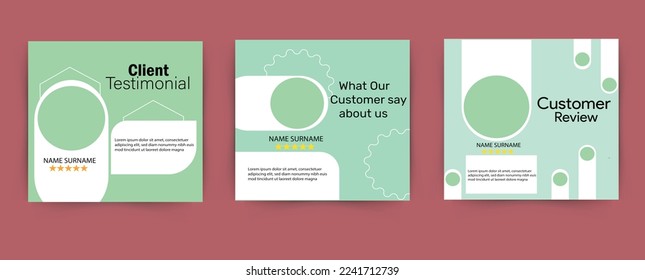 Creative client testimonial social media post design. Customer feedback testimonial social media post web banner template.