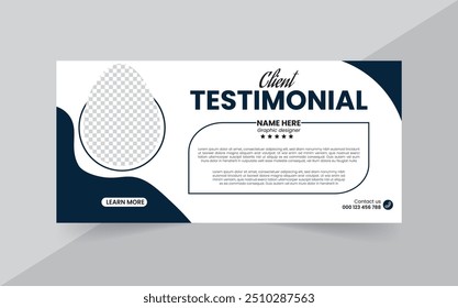 Creative client testimonial template design, unique client testimonial design, professional client testimonial design.